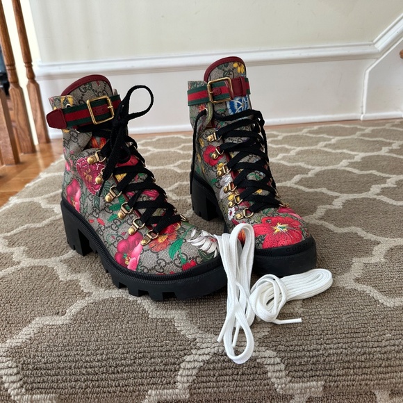 GUCCI Women’s GG Flora ankle boots size 39 (US9) - Picture 8 of 13